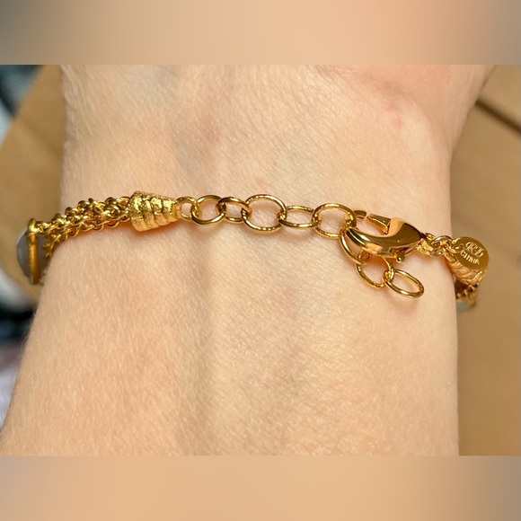 Gold tone chain gemstone bracelet Sz’s 6 1/2 -7 3/4 - Picture 5 of 10